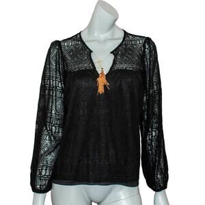 MISA Los Angeles Women's Black blouse Mesh Sheer size XS
